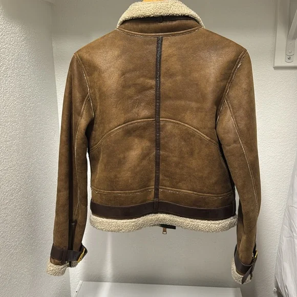 Armani exchange women’s brown shearling Jacket size small - Picture 2 of 9